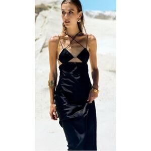 ASOS DESIGN Lucia Midi Slip Dress in Black – Size US 0 – NWT